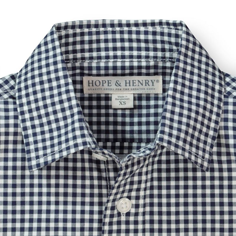 Hope & Henry Boys' Organic Poplin Short Sleeve Button Down Shirt, Infant, 2 of 5