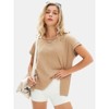 EXLURA Womens Summer Oversized Tops Short Sleeve Crewneck Waffle Shirts Casual Blouses - 2 of 4