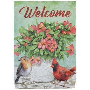 Northlight Welcome Cardinal Bird and Spring Bouquet House Flag 28" x 40" - 1 of 4