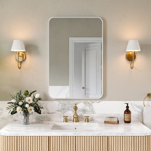 Matte Bathroom Mirror, Rounded Rectangle Vanity Mirror for Over Sink,Wall Mirror,HD Tempered Glass & Anti-Rust Aluminum Frame - 1 of 4