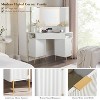 SinCiDo Corner Vanity Desk w/HD Mirror & Lights, Modern Fluted Makeup Dressing Table w/Glass Top, Charging Port, 3 Drawers & 2 Cabinets - 4 of 4