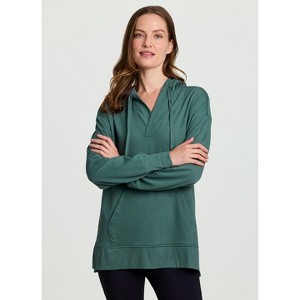 RBX Active Women's Ultra Lightweight French Terry V-Neck Hoodie Tunic Sweatshirt with Pocket - 1 of 4