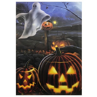 Northlight Pumpkins and Ghost Spooky Halloween Outdoor Garden Flag 12.5" x 18"