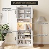 Coolmee Kitchen Bar Pantry Cabinet with RGB Light, Tall Hutch with Microwave Stand, Barn Doors and 2 Open Shelves, Cupboard for Dining Room - 4 of 4