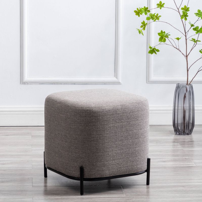 17" Modern Square Ottoman with Metal Base - WOVENBYRD, 6 of 21