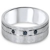 Pompeii3 1/10ct Mens Blue Diamond Comfort Fit Brushed Wedding Band 10K White Gold - 3 of 4