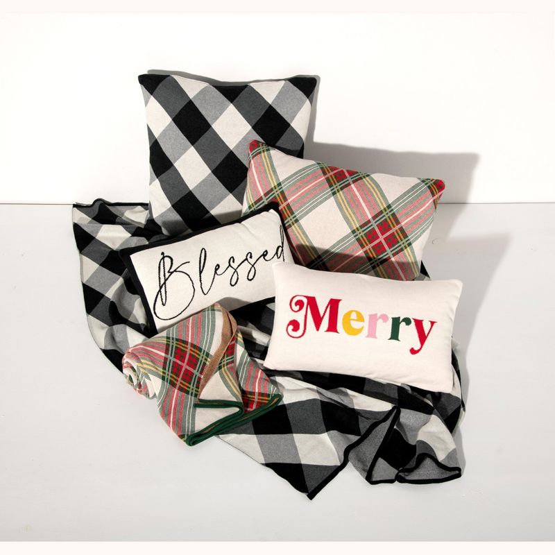 Shiraleah Black and White Plaid Square Anderson Pillow, 3 of 5