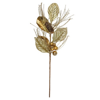 Northlight 24" Gold Glittered Berries and Pine Cone Artificial Christmas Spray