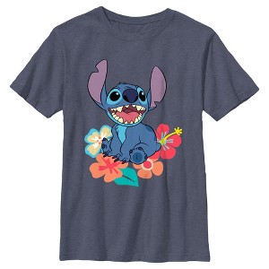 Boy's Lilo & Stitch Tropical Happy Stitch T-Shirt - 1 of 4