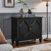 33.6" Retro Wooden Sideboard Buffet Cabinet with Storage, Geometric Accent Display, Media Console Credenza for Living Room - 2 of 4