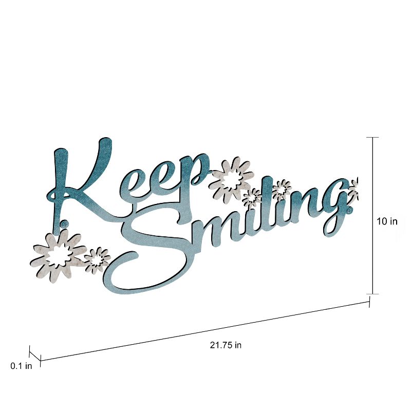 "Keep Smiling" Decorative Wall Metal Cutout Sign Teal Nights - Lavish Home, 4 of 5