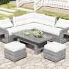 Outdoor 5 Pcs Furniture Set, Seating Set with Extendable Side Tables, Rattan Sofa Set with Metal Frame and PE Cushions-Coolbibila - 3 of 4