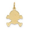 Black Bow Jewelry 14k Yellow Gold Skull and Crossbones Textured Pendant or Charm - 3 of 4
