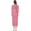 Womens Hoodie Sweat Dress 3/4 Sleeve Slim Fit Hooded Maxi Dress Stripe Summer Dress Soft Lounge Dress - 2 of 3