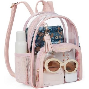 Small Clear Backpack Stadium Approved, Thick PVC Mini Clear Bag with Leather Trim - 1 of 4