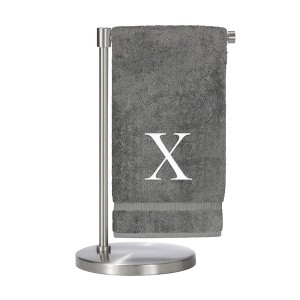 BC BARE COTTON Monogrammed Bath Towel, Personalized Gift, Set of 2 - Gray - Silver Block - 1 of 4