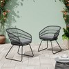 Akoasm Set of 2 Outdoor Barrel-Shaped Dining Chairs with Iron Legs & 2 Cushions-Grey - 3 of 4