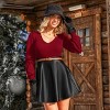 Women's Black Long Sleeve Top Faux Leather Skirt Mini Fall Dress - Cupshe - 2 of 4