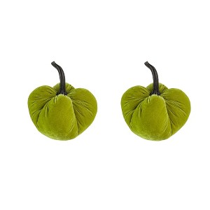 Whisen Set of 2, 6.7x6.7x7.8"H Fabric Pumpkin, Pumpkin Ornament Decor for Harvest Festival Fall Festival, Thanksgiving - 1 of 4