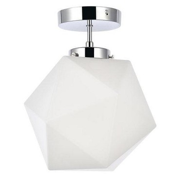 Lawrence Chrome and White Glass 1-Light Flush Mount