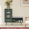 Kumasinova L-Shaped Entryway Storage Bench,Shoe Cabinet with Glass Doors and Cushioned Seat,Shoe Organizer for Entryway,Living Room,Hallway - 2 of 4
