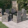 vidaXL Patio Dining Set Outdoor Dining Set Table and Chair Set for Garden - Gray 7 Piece with Cushions 55.1" Table Length - 2 of 4