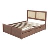 TIRAMISUBEST Full/Queen Size Platform Bed with 4 Storage Drawers and Rattan Headboard, Wooden Storage Bed Frame with Slats Support - 4 of 4