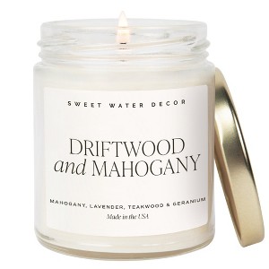 Sweet Water Decor Driftwood and Mahogany 9oz Clear Jar Soy Candle - 1 of 3