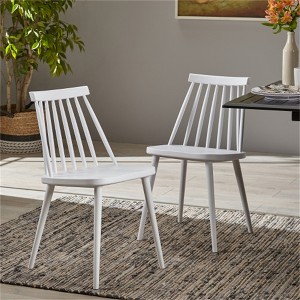 SKRAN Set of 2 Farmhouse Spindle Back Dining Chairs, Wooden Frame with Polypropylene Seat, Sturdy and Easy to Clean - 1 of 4