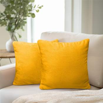 Home Brilliant Velvet Pillow Covers Big Throw Pillows for Bed Euro Pillow  Sham Pillow Cases for Sofa Living Room, Set of 2, 24 x 24inch(60cm), Yellow