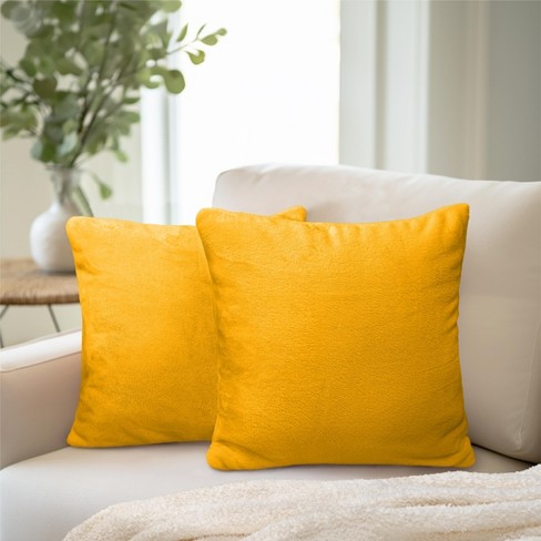 Set of 2 Embroidered Decorative Pillows Covers, Accent Pillows, Throw  Pillows without Cushion Inserts Included 18x18 (Yellow) 