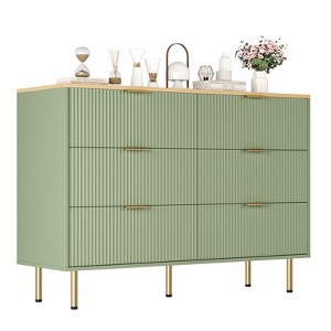 Zstar 6 Drawer Dresser with Wide Drawers, for Living Room, Closet, Hallway,Entryway - 1 of 4