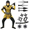 Joyfy 17Pcs Ninja Halloween Costume Set for Boys with Mask & Armor | Complete Golden Ninja Outfit or Halloween, Dress-Up, Role Play - 3 of 4