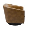 Faux Leather Wood Base Swivel Chair with Solid Wood Frame, Foam Cushion, and Transitional Styling - 4 of 4