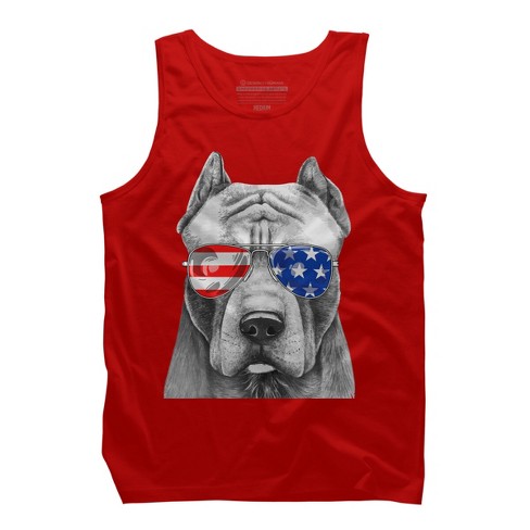 Men's Design By Humans American Pitbull With Sunglasses By Tank Top - Red -  X Large : Target