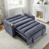 APRILSOUL 47in Multi-Functional Loveseat with Adjustable Backrest, 3-in-1 Convertible Sofa Bed, Velvet, Perfect for Living Room - 2 of 4