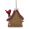 Northlight 7" Brown and Red Birdhouse with Cardinals Hanging Christmas Decoration - 3 of 4