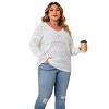 Women's Plus Size Crew Neck Pullover Knit Top: Cutout V-Neck Detail In-Stock Casual Tops for Daily Wear, Errands & Relaxed Outings - 4 of 4