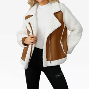 Womens Fleece Jackets Zip Up Faux Suede Coats with Zipper Poackets Chunky Winter Jackets Fleeced Winter Warm Coats Lapel Outwear - 1 of 4