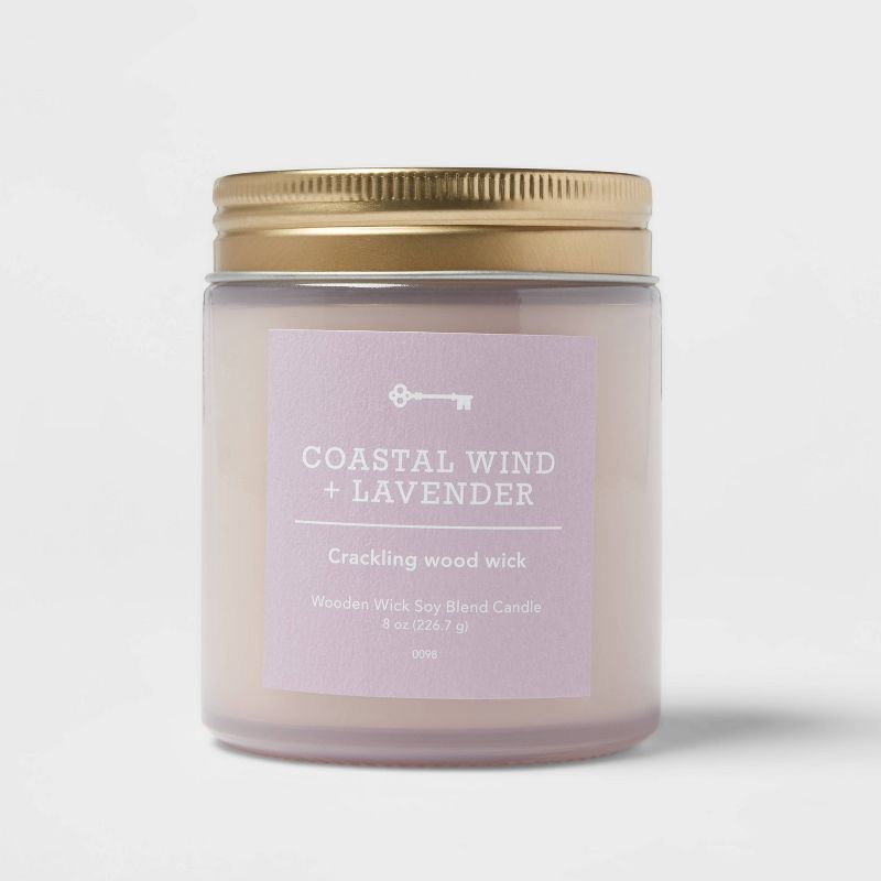Tinted Glass Coastal Wind and Lavender Lidded Jar Candle Purple 8oz - Threshold&#8482;, 1 of 7