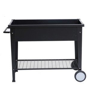 LuxenHome Black Mobile Metal Raised Garden Bed Planter Cart with Legs - 1 of 4