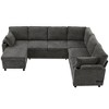 JUJABU 109.9" Grey U-shaped Versatile Sectional Sofa with Ample Storage Space, Two Cup Holders and Charging Ports - 2 of 4