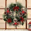 12 Inch Wreath Berry Handmade Floral Front Door Rustic Wreath Flocked with Mixed Decorations Decorations - 2 of 4