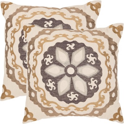 Thea Pillow (Set of 2) - Taupe/Gold - 24" x 24" - Safavieh