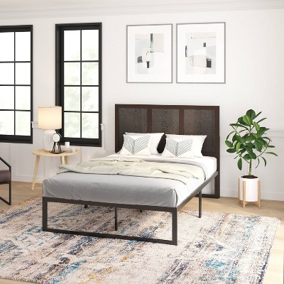 Full Dark Brown Solid Wood Panel Headboard