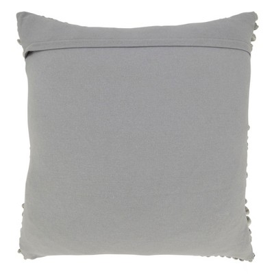 Gray Cotton Tufted 20" Square Outdoor Throw Pillow