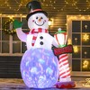 HOMCOM 8ft Christmas Inflatable Snowman with North Pole Sign, Outdoor Blow-Up Yard Decoration with LED Lights Display - 3 of 4