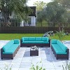 ALAULM 14 Pieces Outdoor Patio Furniture Set Outdoor Sectional Rattan Sofa Set Brown Manual Wicker Patio Conversation Set - 2 of 4