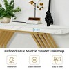 Resenkos Entryway Table, Console Sofa Table,Faux Marble Console Table, 40" Accent Sofa Table with Geometric Metal Base,Faux Marble White & Gold - 2 of 4