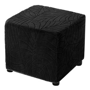 Unique Bargains Elastic Living Room Bedroom Leaf Pattern Square Foot Stool Cover - 1 of 4